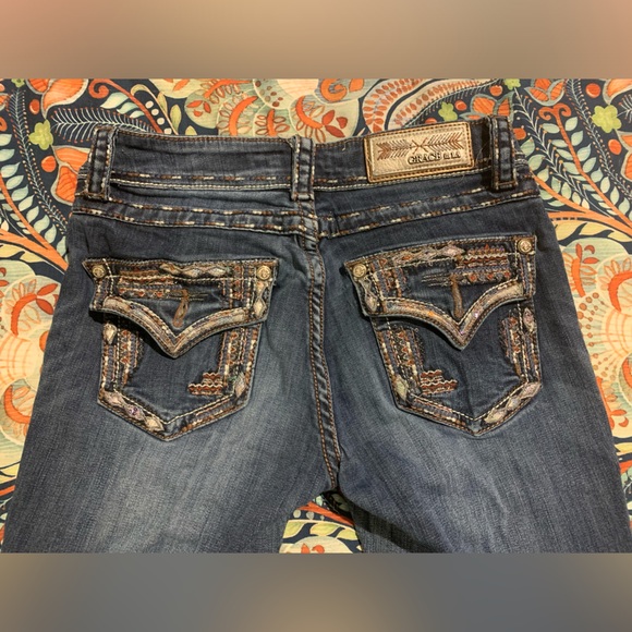 Grace in LA Dark Wash Flare Bootcut Jeans - Picture 4 of 4